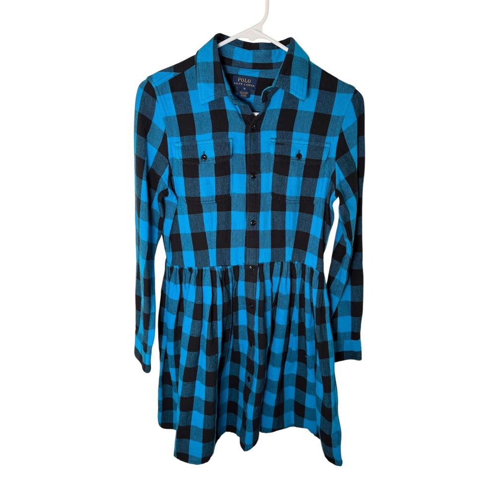 Polo Ralph Lauren Girls Size 16 Buffalo Plaid‎ Flannel Shirt Dress - Picture 2 of 5